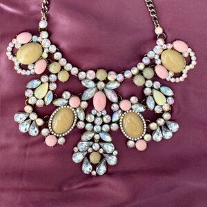 Pastel Pink and Cream Statement Bib Necklace